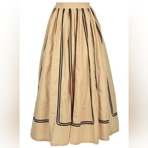 Reenactment Victorian Walking Skirt Elegant Cream Costume Black Accents - NEW